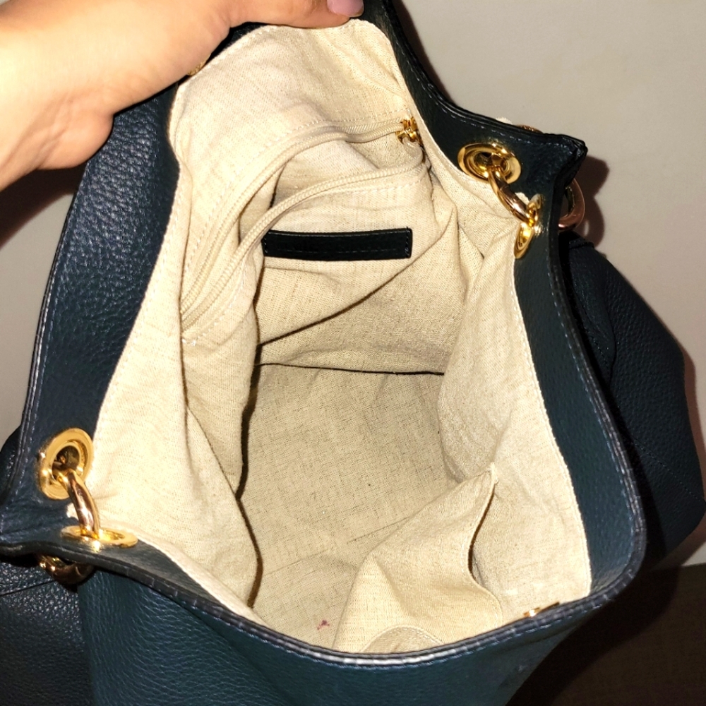 Mark and Graham navy bag purse hobo style shoulder bag gold Hardware